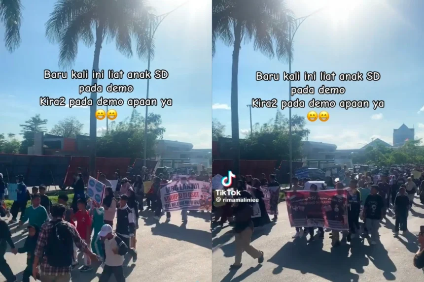 Aksi demo mendukung program Makan Bergizi Grtais (MBG).