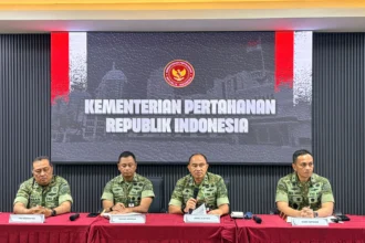 Kepala Badan Pengembangan Sumber Daya Manusia Pertahanan (BPSDM) Kemhan Mayjen TNI Ketut Gede Wetan Pastia saat mengelar konferensi pers di Kantor Kemhan