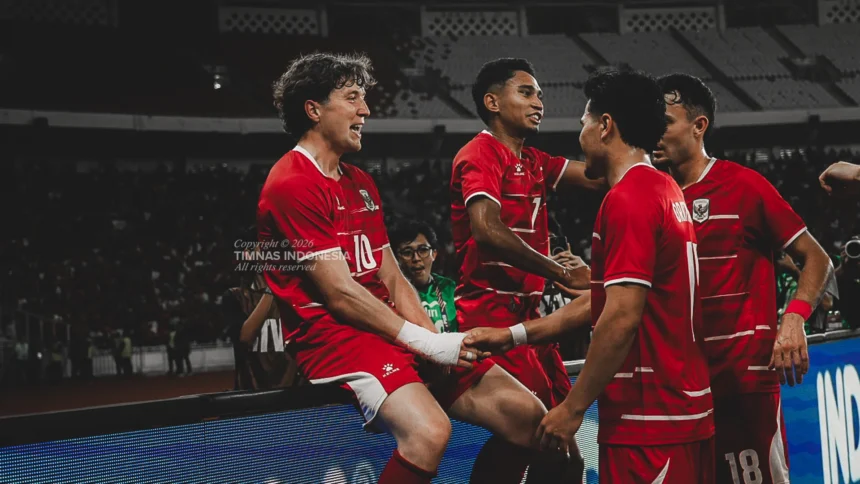 Selebrasi Ole Romeny usai mencetak gol ke gawang Mozambik