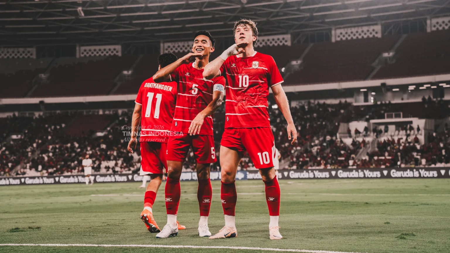 Selebrasi Ole Romeny usai mencetak gol ke gawang Oman