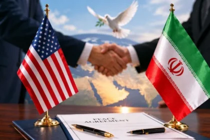 Ilustrasi perjanjian damai antara AS dan Iran.