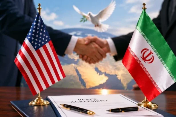 Ilustrasi perjanjian damai antara AS dan Iran.