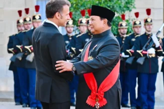 Presiden Republik Indonesia Prabowo Subianto menghadiri jamuan santap malam kenegaraan yang diselenggarakan oleh Presiden Republik Prancis Emmanuel Macron di Salle des Fêtes, Istana Élysée, Paris, Kamis, 28 Mei 2026.