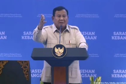 Presiden RI Prabowo Subianto saat pembukaan Sarasehan Kebangsaan KSTI 2026.