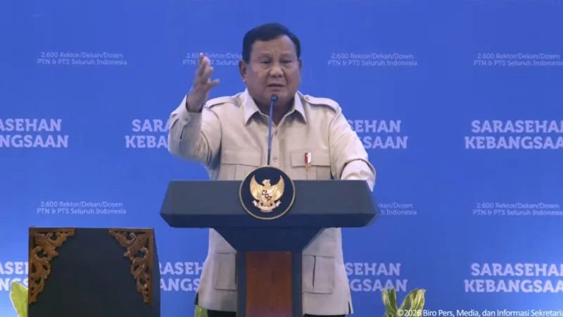 Presiden RI Prabowo Subianto saat pembukaan Sarasehan Kebangsaan KSTI 2026.