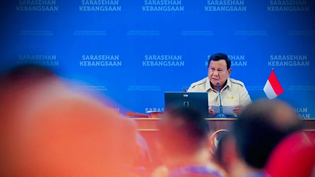 Presiden Prabowo Subianto pada penutupan Sarasehan Kebangsaan Konvensi Sains, Teknologi, dan Industri Indonesia (KSTI) Tahun 2026 yang digelar di Jakarta International Convention Center (JICC), Jakarta, pada Minggu, 28 Juni 2026.