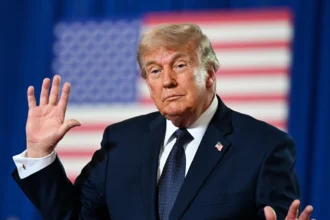 Potret Presiden AS Donald Trump.