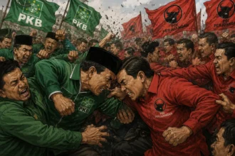 Ilustrasi PKB dan PDIP adu banteng.