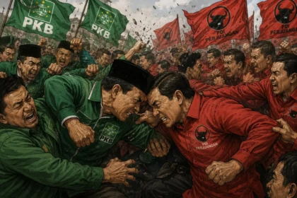 Ilustrasi PKB dan PDIP adu banteng.