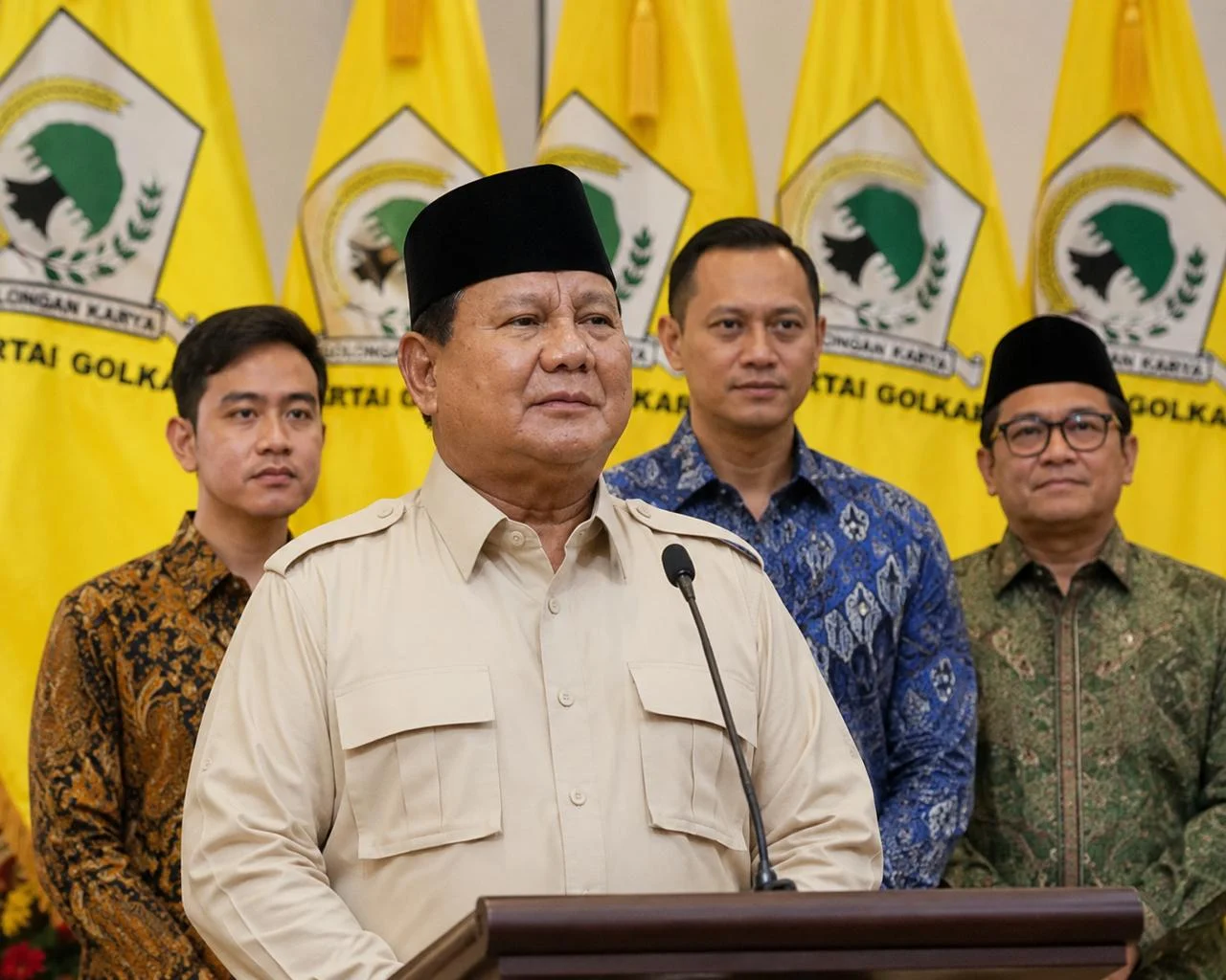 Ilustrasi Prabowo Subianto didampingi para bakal calon wakil presiden di Pilpres 2029.