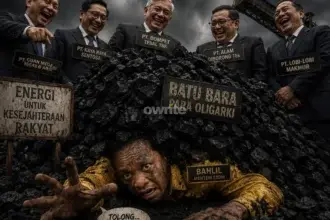 Ilustrasi oligarki batubara dan Menteri ESDM Bahlil Lahadalia.