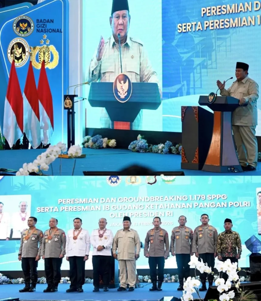 Presiden Prabowo Subianto memberikan penghargaan kepada eks Kepala Badan Gizi Nasional (BGN) Dadan Hindayana. Doc: IG Badan Gizi Nasional.