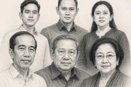 Tiga mantan Presiden bersama anak-anak mereka.