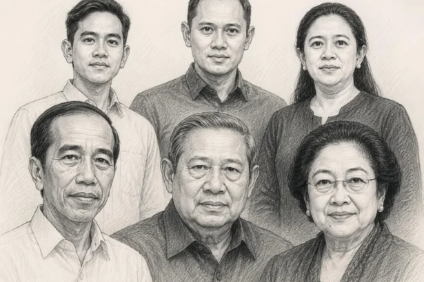 Tiga mantan Presiden bersama anak-anak mereka.