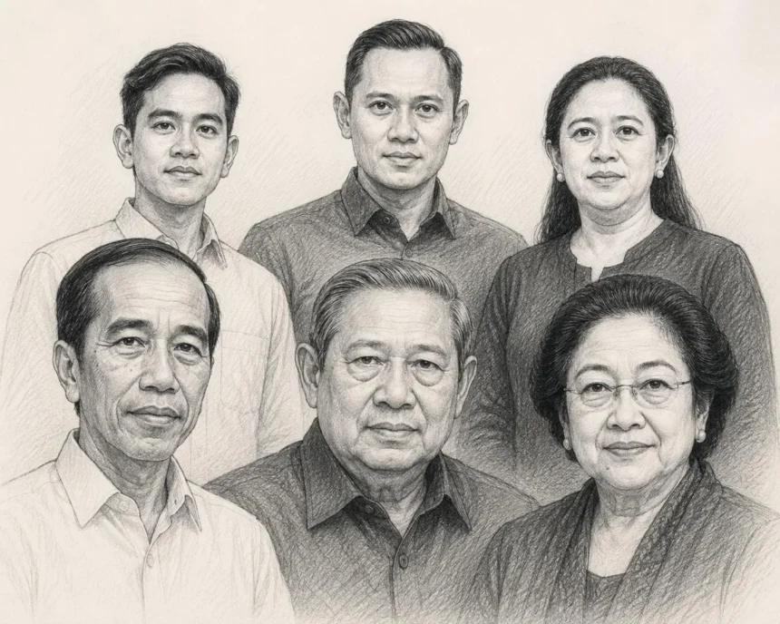 Tiga mantan Presiden bersama anak-anak mereka.