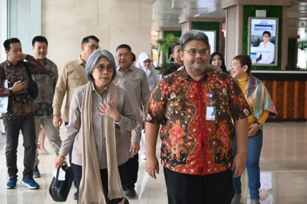 Wakil Ketua Badan Urusan Rumah Tangga (BURT) DPR RI Indah Kurniawati saat mengikuti kunjungan BURT DPR RI ke National Hospital Surabaya