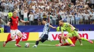Aksi Lionel Messi saat laga melawan Austria di Piala Dunia 2026.