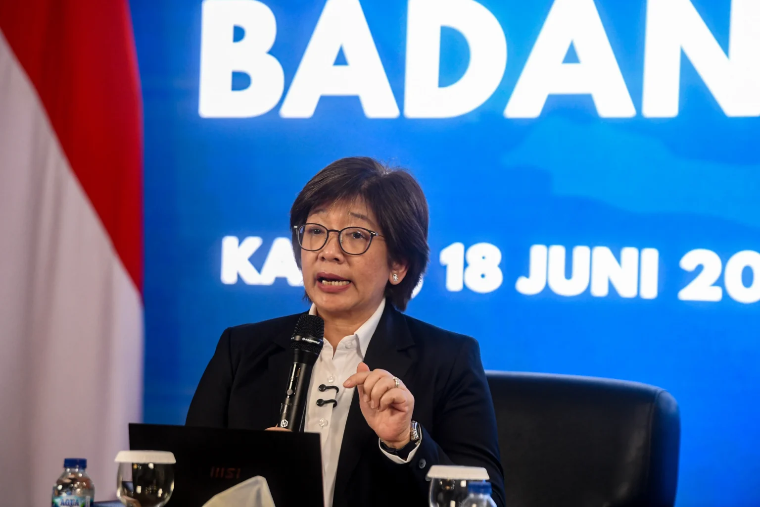 Wakil Kepala Badan Gizi Nasional (BGN) Agustina Arumsari memberikan keterangan pers soal Penyesuaian Operasional SPPG Musim Libur Sekolah di Kantor Pusat BGN, Jakarta