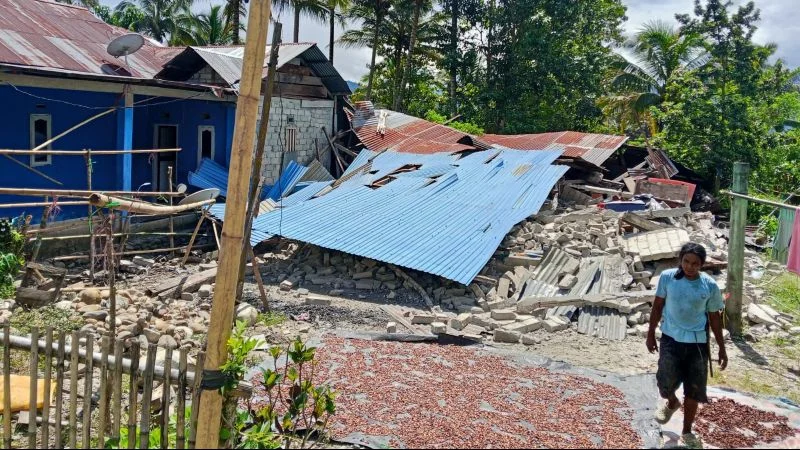 Rumah terdampak gempa M 6,7 di Sulawesi Tengah.