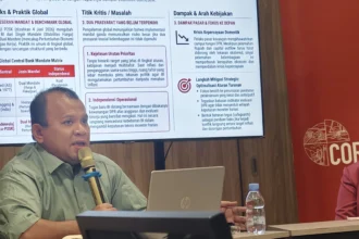 Ekonom Core Indonesia Yusuf Rendy Manilet dalam acara diskusi media terkait Kawal Kredibilitas Bank Sentral, di Jakarta, Kamis, 18 Juni 2026