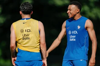 Kapten Timnas Prancis, Kylan Mbappe saat menjalani latihan bersama tim