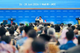 Presiden Prabowo Subianto membuka Sarasehan Kebangsaan Konvensi Sains, Teknologi, dan Industri Indonesia (KSTI) Tahun 2026 yang digelar di Jakarta International Convention Center (JICC), Jakarta, pada Jumat, 26 Juni 2026.