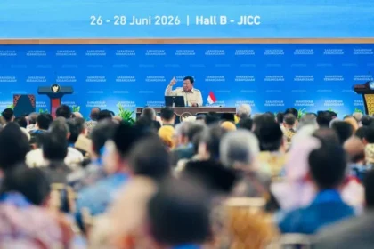 Presiden Prabowo Subianto membuka Sarasehan Kebangsaan Konvensi Sains, Teknologi, dan Industri Indonesia (KSTI) Tahun 2026 yang digelar di Jakarta International Convention Center (JICC), Jakarta, pada Jumat, 26 Juni 2026.