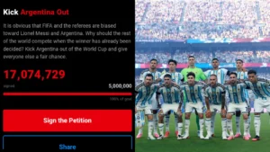 Isi petisi agar Argentina dikeluarkan dari Piala Dunia.