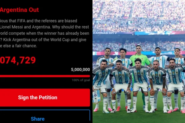 Isi petisi agar Argentina dikeluarkan dari Piala Dunia.