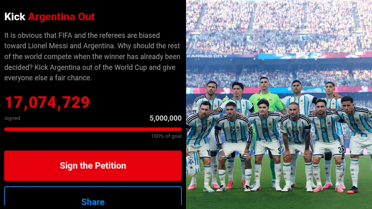 Isi petisi agar Argentina dikeluarkan dari Piala Dunia.