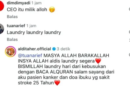 Respons Aldi Taher tanggapi unggahan netizen.