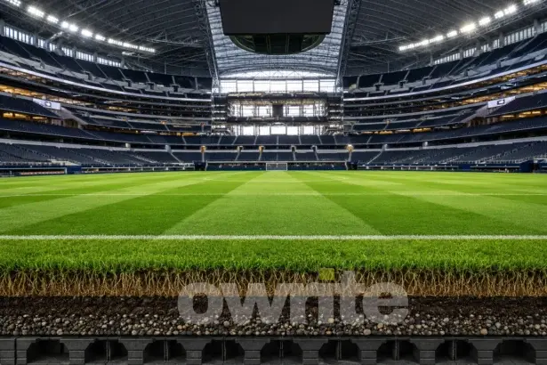 Ilustrasi rumput stadion sepak bola.