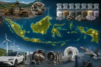Ilustrasi elemen tanah jarang Indonesia dan aplikasinya.