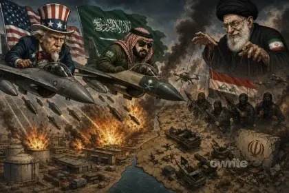 Ilustrasi Amerika Serikat dan Arab Saudi serang sekutu Iran.