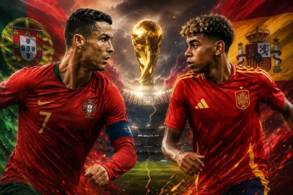 Cristiano Ronaldo vs LAmine Yamal dalam derbi Iberia Piala Dunia 2026.