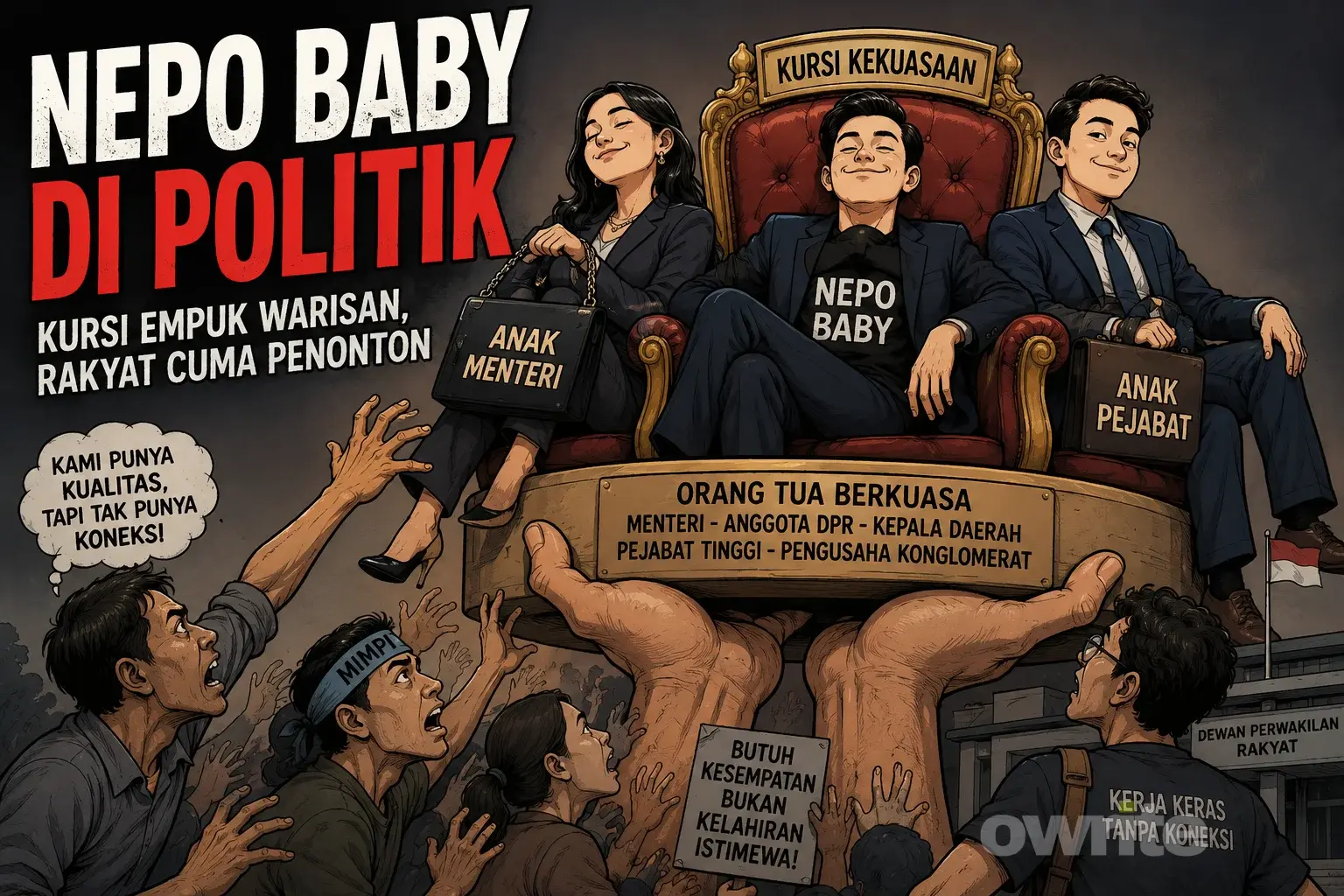 Gambar ilustrasi nepo baby, yang berarti orang yang punya akses lebih mudah karena berasal dari keluarga berpengaruh, dalam istilah saat ini disebutnya privilege.