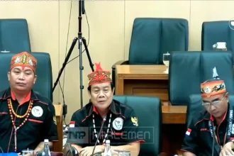 Masyarakat adat Kabupaten Kapuas bertemu dengan Komisi XII DPR RI membahas konflik lahan, 8 Juli 2026.