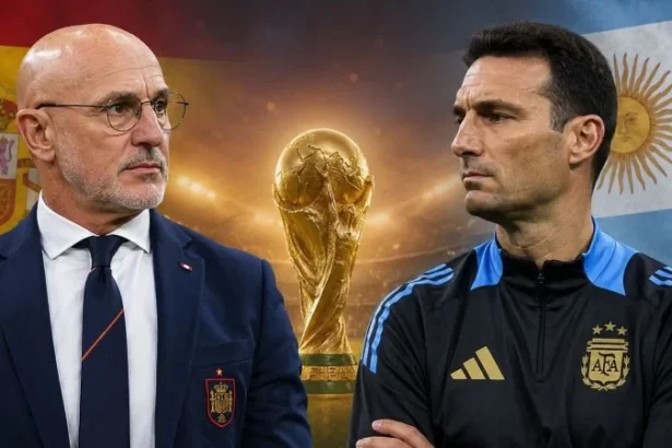 Pelatih Timnas Spanyol Luis de la Fuente dan Pelatih Timnas Argentina Lionel Scaloni.