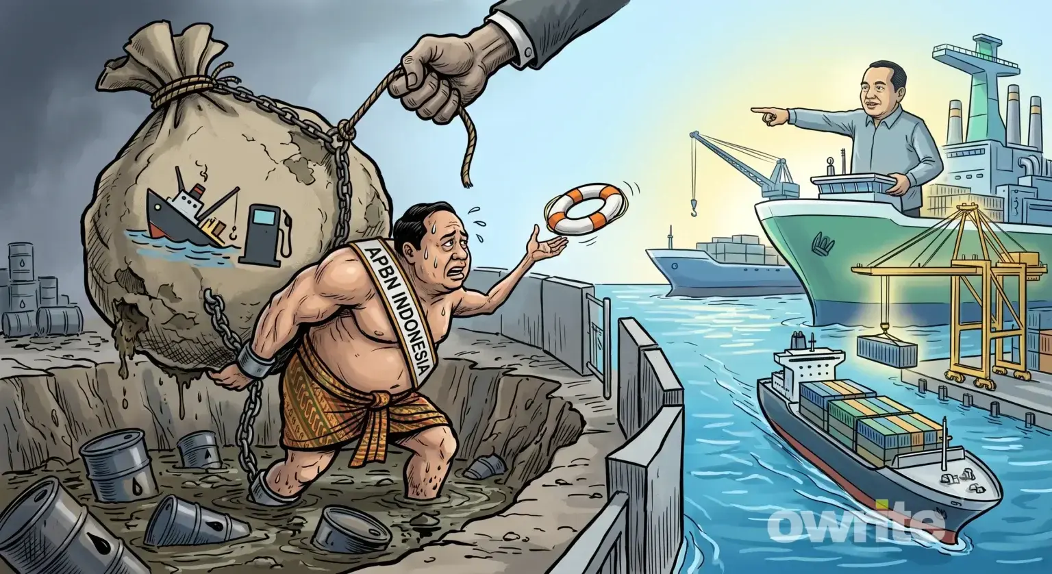 Ilustrasi jerat APBN dan potensi ekonomi maritim.
