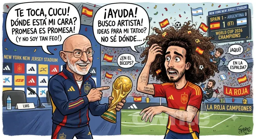 Ilustrasi Luis de la Fuente dan Marc Cucurella.