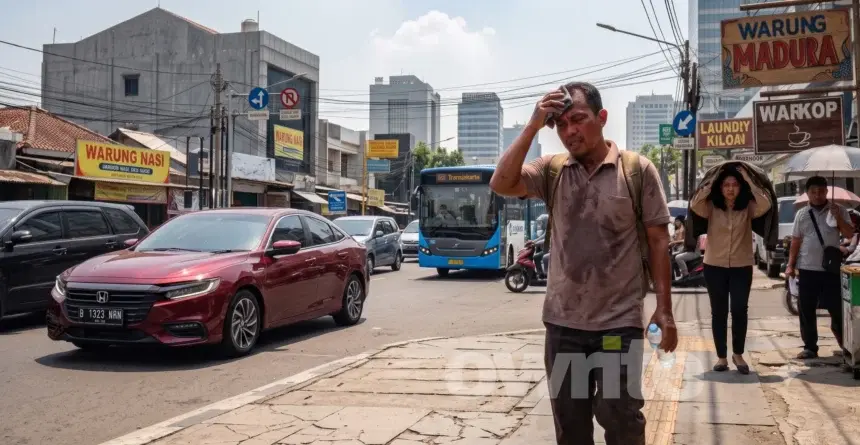 Cuaca panas di Jakarta.