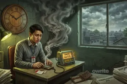 Ilustrasi staf KPK menghapus otomatis percakapan dalam aplikasi.