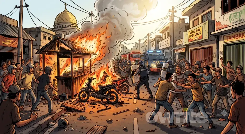 Ilustrasi keributan di Jalan Tambak, Menteng, Jakarta Pusat, Minggu, 26 Juli 2026.