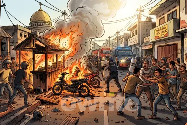 Ilustrasi keributan di Jalan Tambak, Menteng, Jakarta Pusat, Minggu, 26 Juli 2026.