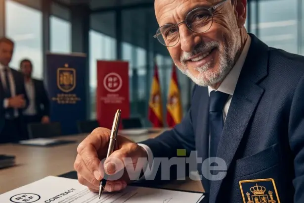 Ilustrasi penandatanganan kontrak Luis De la Fuente.