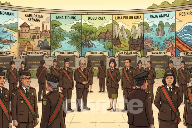 Ilustrasi pelantikan para jaksa penempatan Kejaksaan Negeri baru.