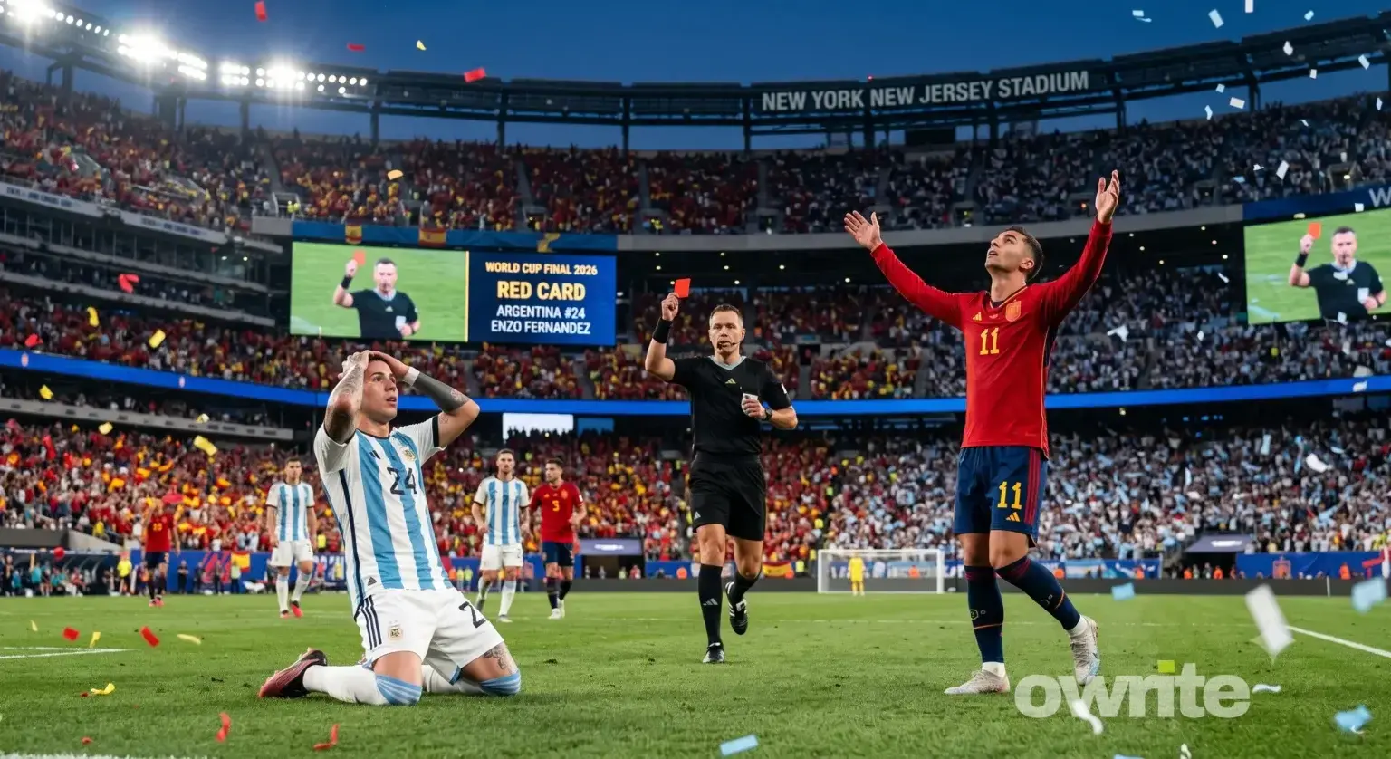 Pemain Argentina Enzo Fernandez kena kartu merah dalam final Piala Dunia 2026.