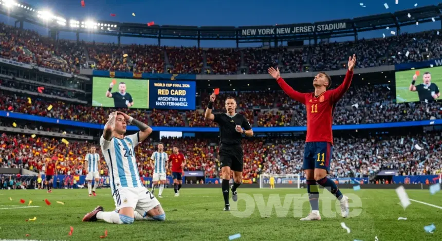 Pemain Argentina Enzo Fernandez kena kartu merah dalam final Piala Dunia 2026.