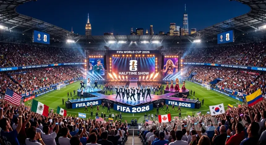 Ilustrasi Halftime Show Piala Dunia 2026.