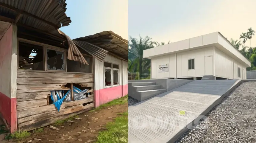 Ilustrasi SDN 112329 Padang Nabidang dan Dapur MBG.
